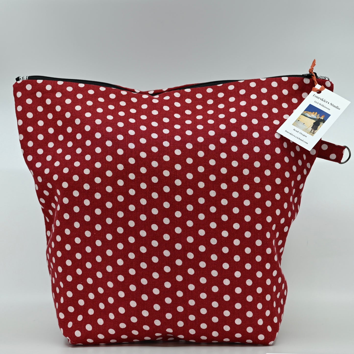 Project Bag 18"x18"- Red/White Polka Dot