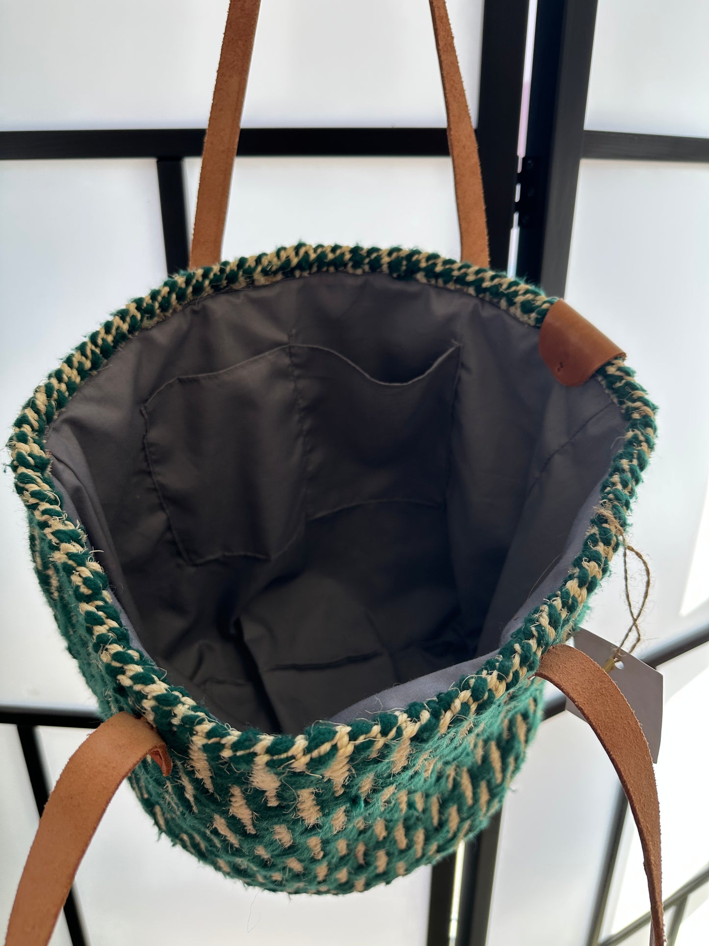 Dark Forest Green Lined Diamond Pattern - Boostani Basket