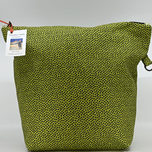 Project Bag 18"x18" - Green/Navy Blue polka dot