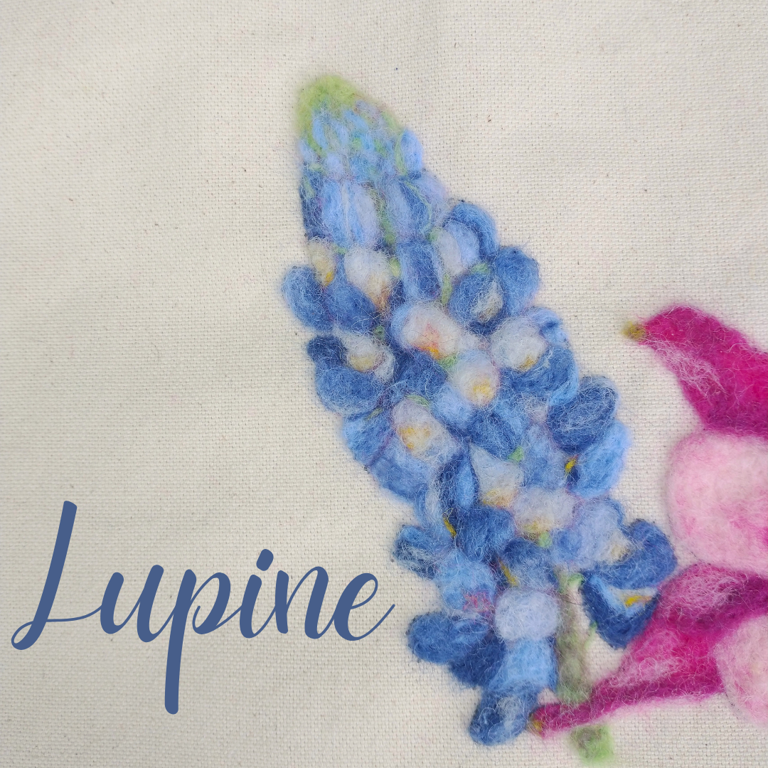 Needle Felt Flower Tote Series - Lupine