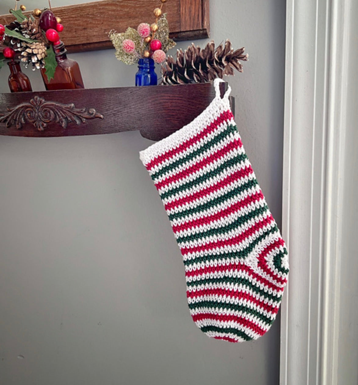 Crocheted Striped Stocking