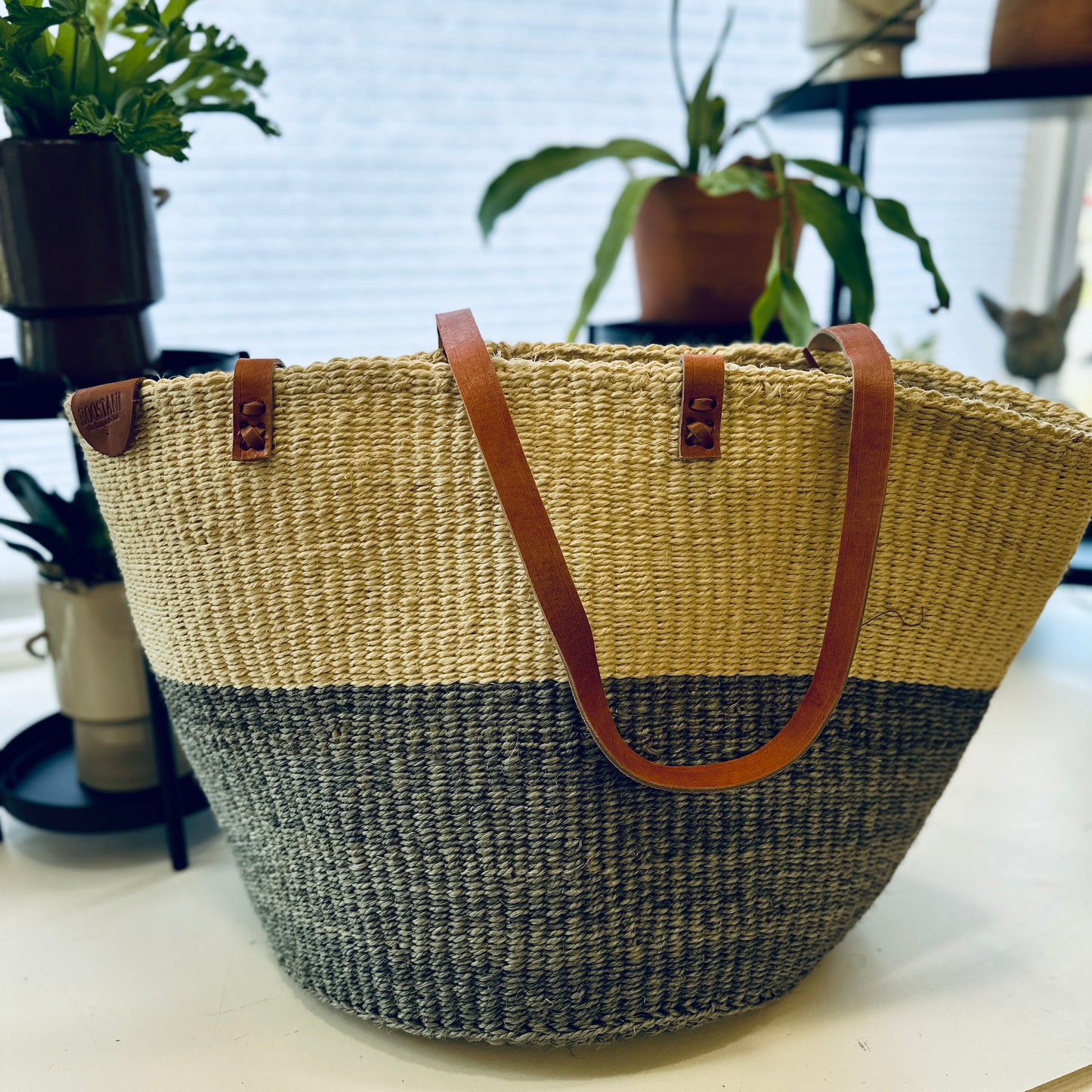 Gray & White Two Tone Sisal - Boostani Basket