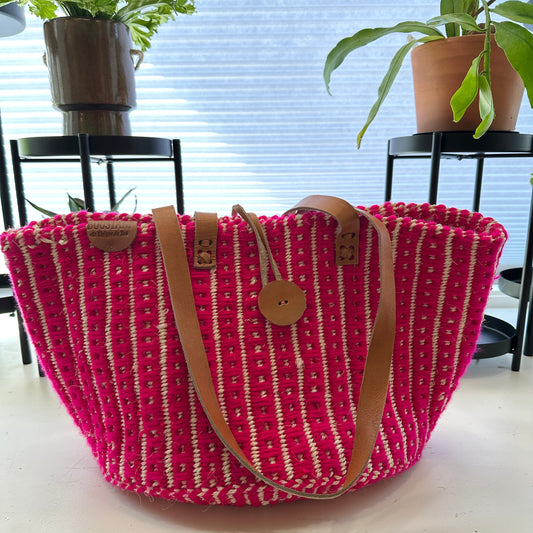 Hot Fuchsia Pink Dotted Pattern - Boostani Basket