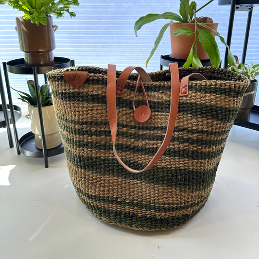 Green & Natural Zebra Sisal - Boostani Basket