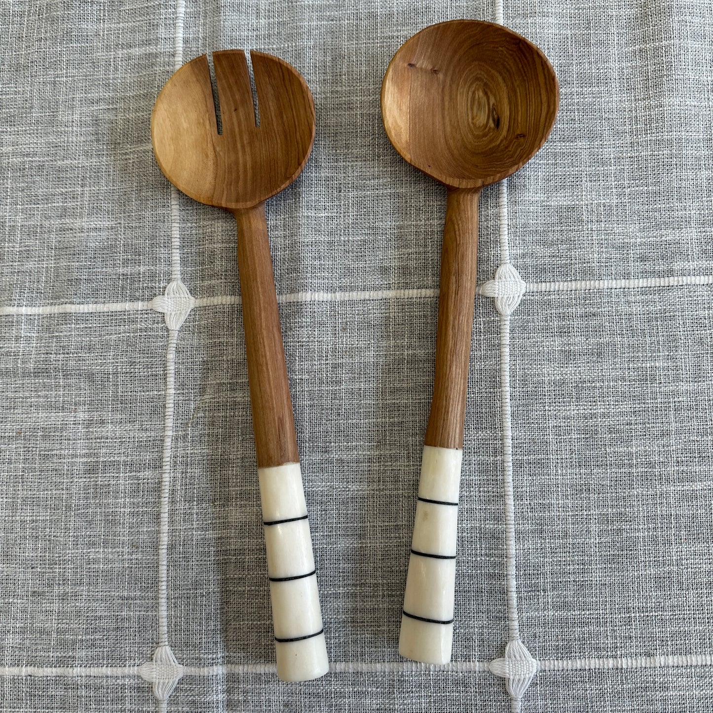 Olive Wood & Bone Salad Servers