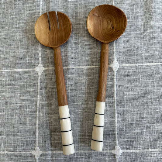 Olive Wood & Bone Salad Servers