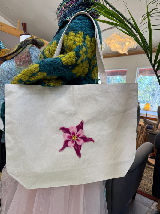 Columbine Flower Tote - Needle Felting