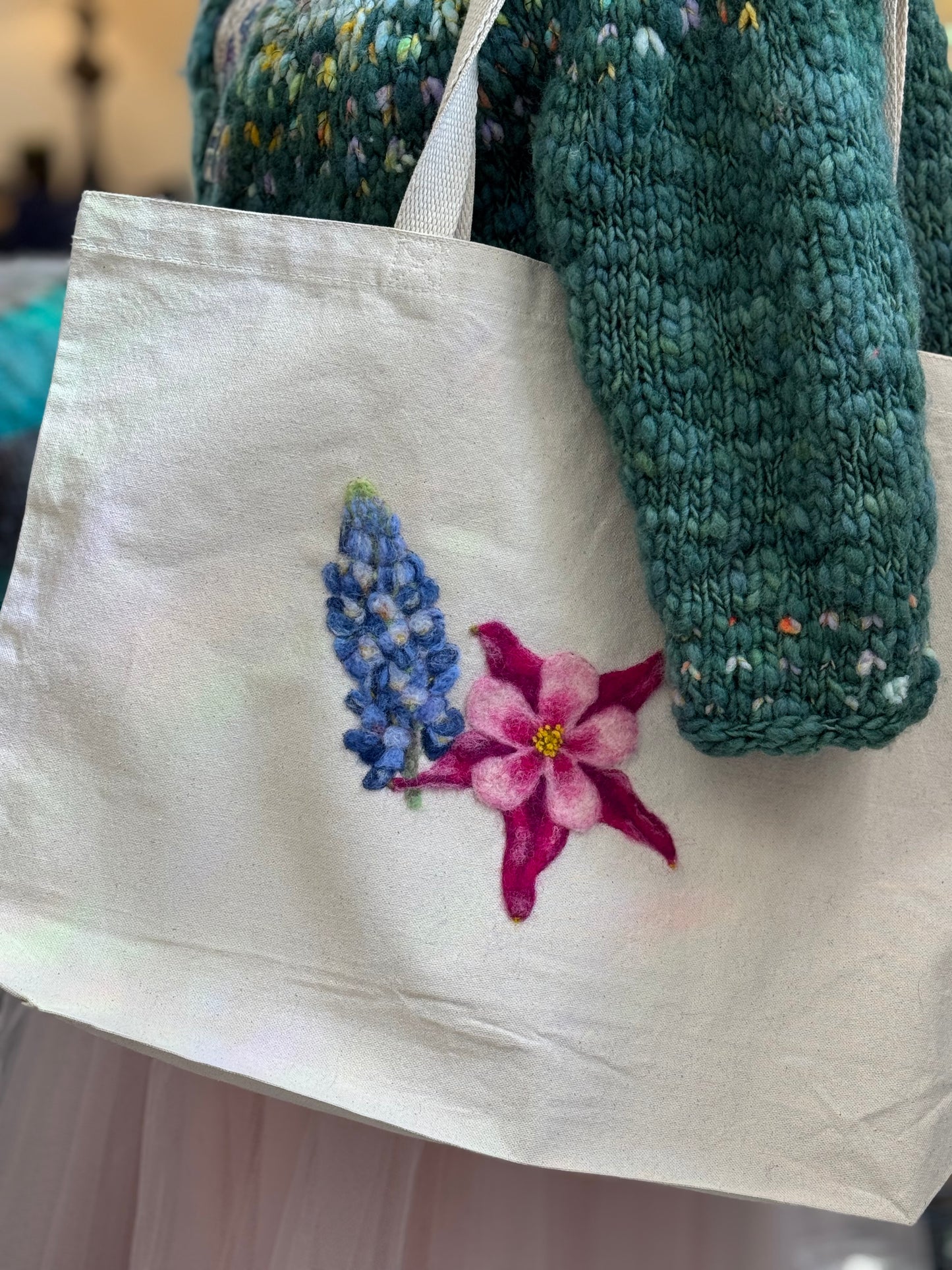 Needle Felt Flower Tote Series - Lupine