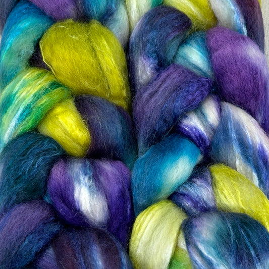 Prancing Peacock - BFL/Tussah Silk Combed Top