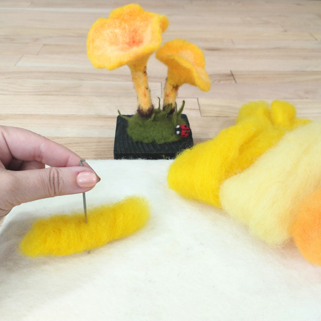 Chanterelle Mushroom Sculpture - Needle Felting 8/15