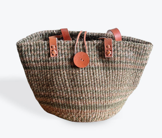 Green & Natural Zebra Sisal - Small - Boostani Basket