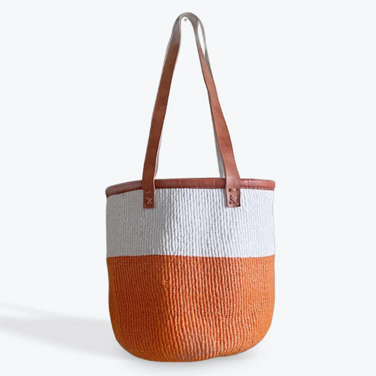 Orange & White Two Tone - Long Strap Handles - Boostani Basket